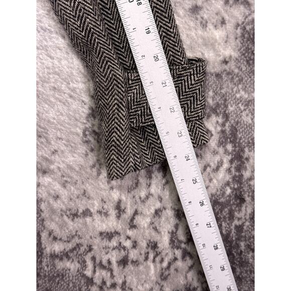 Smythe Tweed Blazer 4 Womens Gray Wool Herringbone Leather Elbow Patch Jacket - Picture 5 of 7